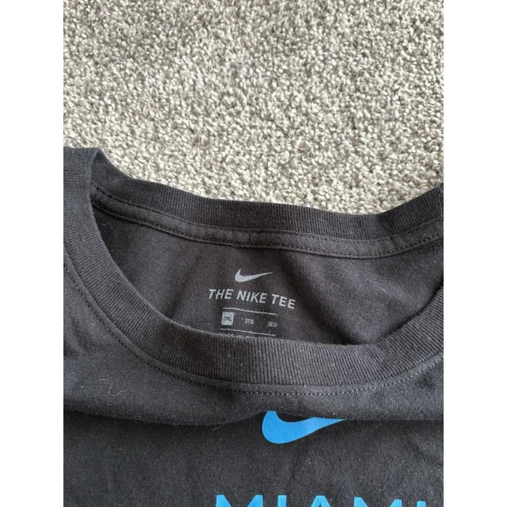 Miami Marlins Shirt Mens 3XL‎ Black 100% Cotton Nike Tee MLB Baseball Logo